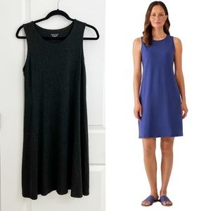 Eileen Fisher Sleeveless Tank Shift Dress Italian Yarn Stretch Jersey Charcoal M
